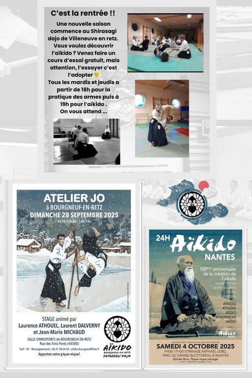 Cours d'aïkido à Villeneuve-en-Retz délivrés par Jean-Marie Michaud.Retrouvez aussi sur notre site, les divers stages d'aïkido proposés par la FFAB, Fédération Française d'Aïkido et Budo ainsi que différents stages d'aïkido privés en Pays de Loire.